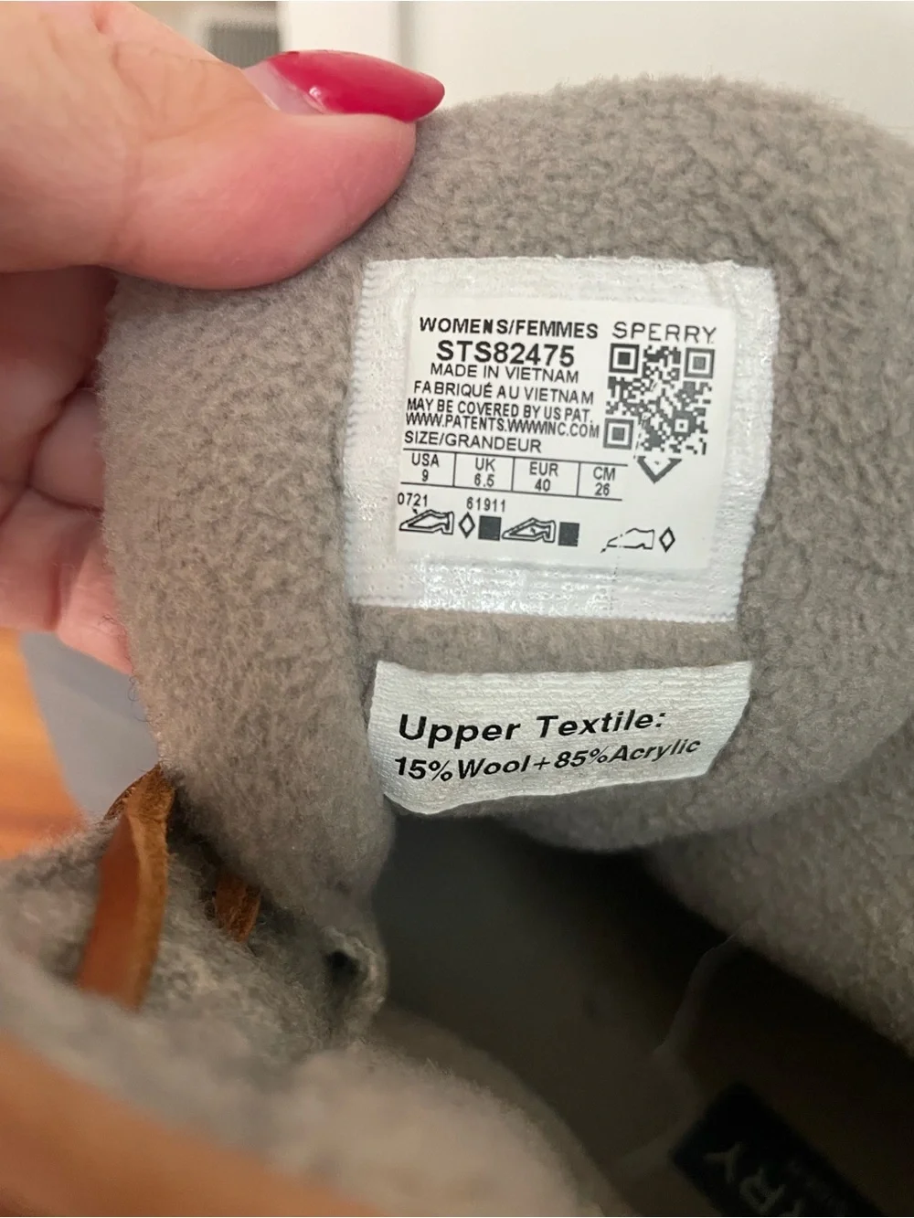 Sperry Gray and Brown Wool-Trim Duck Boots Size 9
